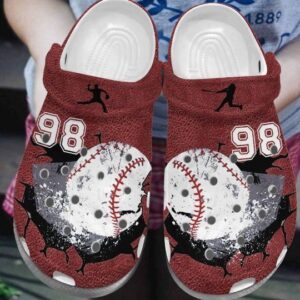 Baseball Cracks Red Personalize Clog Custom Crocs Clog Number On Sandal Fashion Style Comfortable For Women Men Kid