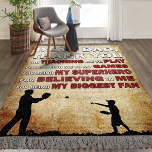 Baseball Dear Dad Thank You For Teaching Me Rug Sport Decor Gift Floor Decor Living Room Carpet Rug Area Rug - 24b4e8026a80