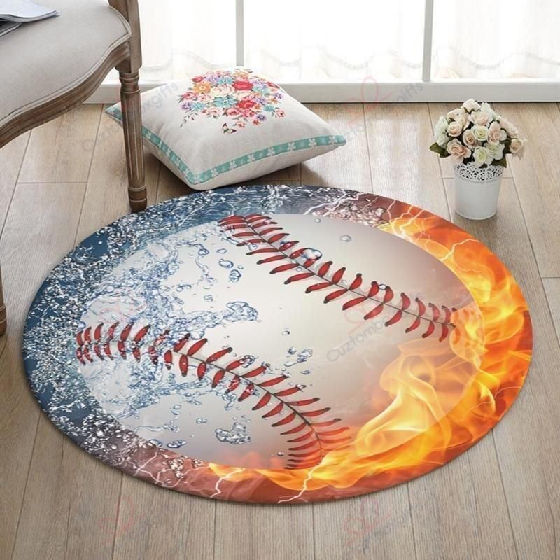 Baseball Fire And Water Round Carpet Floor Rug Living Room Bedroom Decor Round Area Rug Carpet Baseball Fire And Water Round Carpet Floor Rug Living Room Bedroom Decor Round Area Rug Carpet