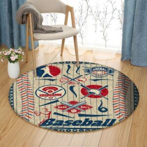 Baseball Gear Round Carpet Floor Rug Living Room Bedroom Decor Round Area Rug Carpet
