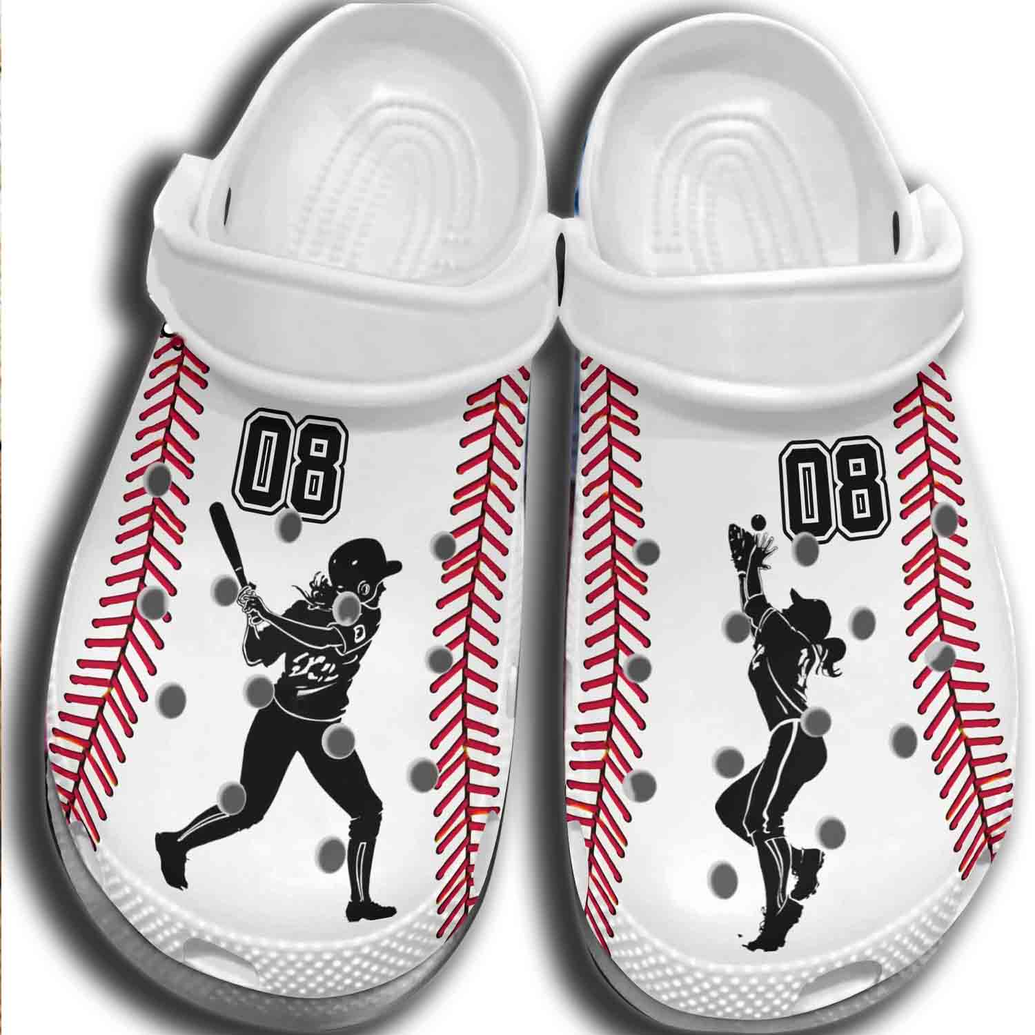 Baseball Girl Batter Player Crocs Clog Customize Number Birthday Gifts For Daughter Baseball Girl Batter Player Crocs Clog Customize Number Birthday Gifts For Daughter