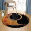 Baseball Guitar Round Carpet Floor Rug Living Room Bedroom Decor Round Area Rug Carpet