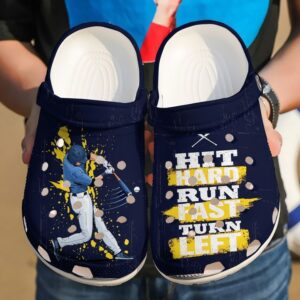 Baseball Hit Hard Run Fast Sku 126 Crocs Clog Clog Shoes