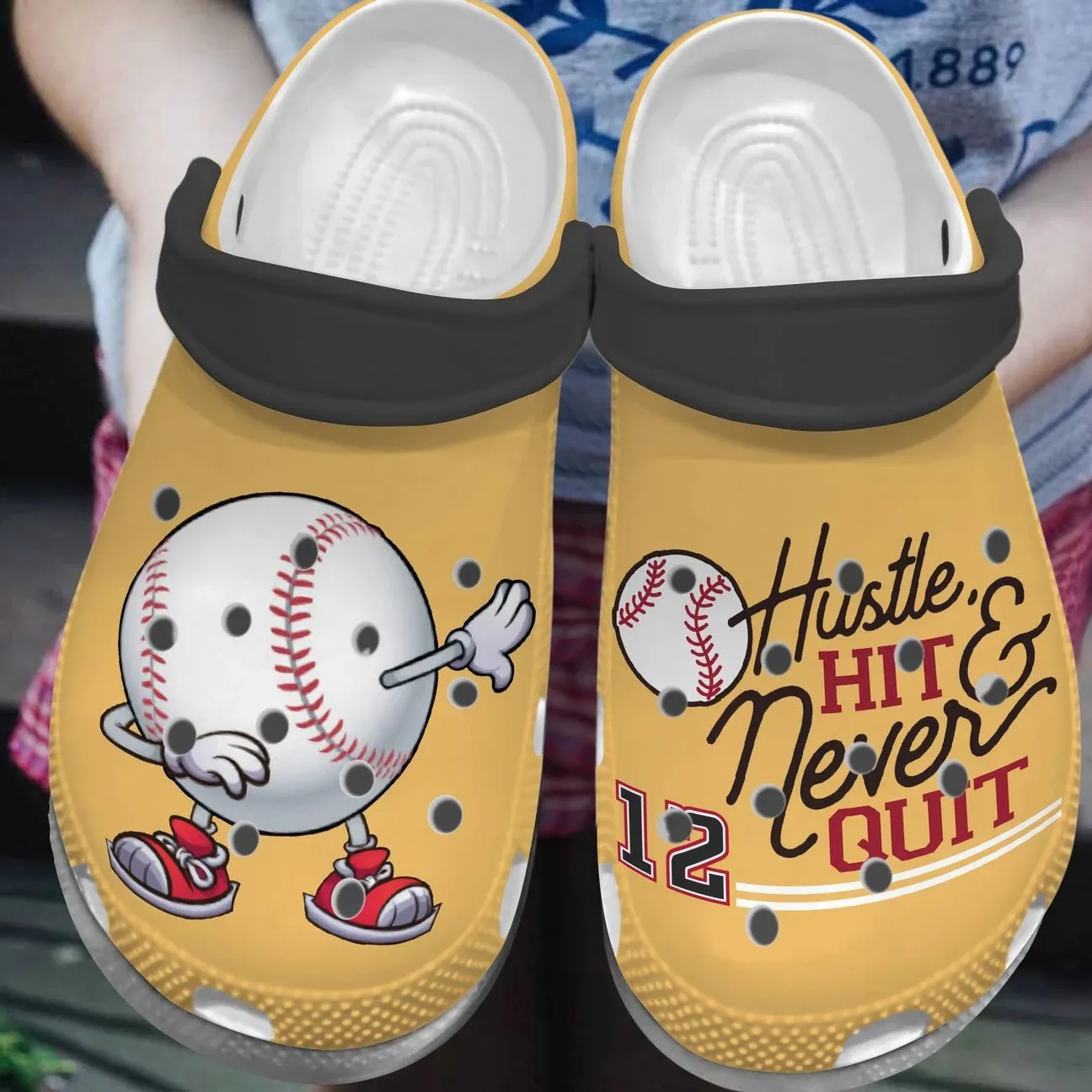 Baseball Hustle Hit Never Quit Personalized Clog Custom Crocs Comfortablefashion Style Comfortable For Women Men Kid Print 3D Baseball Hustle Hit Never Quit Personalized Clog Custom Crocs Comfortablefashion Style Comfortable For Women Men Kid Print 3D