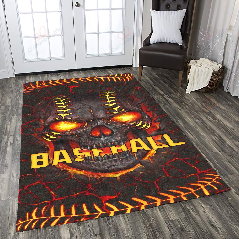 Baseball Lava Skull Rug Sport Decor Gift Floor Decor Living Room Carpet Rug Area Rug - acab7548d76b Baseball Lava Skull Rug Sport Decor Gift Floor Decor Living Room Carpet Rug Area Rug - acab7548d76b