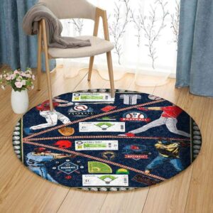 Baseball Life Round Carpet Floor Rug Living Room Bedroom Decor Round Area Rug Carpet