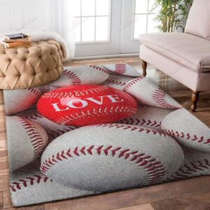Baseball Love Rug Sport Decor Gift Floor Decor Living Room Carpet Rug Area Rug - 54f4e7b96212