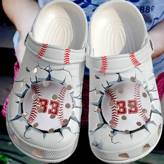 Baseball Lover White Personalize Clog Custom Crocs Clog Number On Sandal Fashion Style Comfortable For Women Men Kid Baseball Lover White Personalize Clog Custom Crocs Clog Number On Sandal Fashion Style Comfortable For Women Men Kid