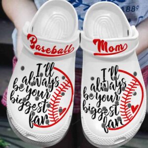Baseball Mom Shoes Crocs Clog Message- Biggest Fan Baseball Crocbland Clog For Men Women