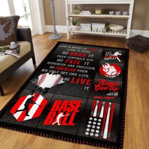 Baseball Never Give Up Rug Sport Decor Gift Floor Decor Living Room Carpet Rug Area Rug - e1718b903fe3