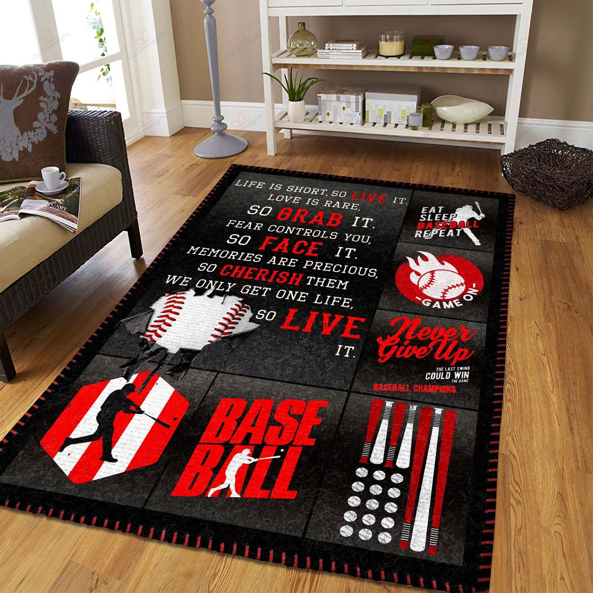 Baseball Never Give Up Rug Sport Decor Gift Floor Decor Living Room Carpet Rug Area Rug - e1718b903fe3 Baseball Never Give Up Rug Sport Decor Gift Floor Decor Living Room Carpet Rug Area Rug - e1718b903fe3