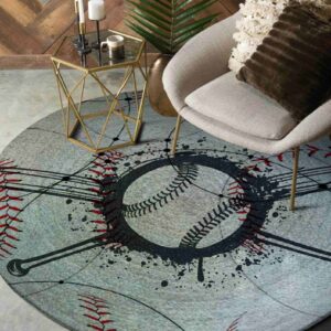 Baseball Pattern Round Carpet Floor Rug Living Room Bedroom Decor Round Area Rug Carpet