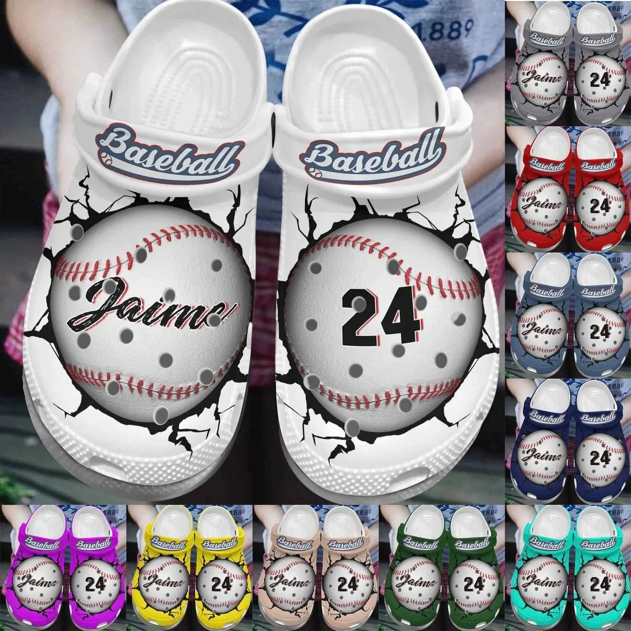 Baseball Personalize Clog Custom Crocs Fashionstyle Comfortable For Women Men Kid Print 3D Whitesole Crack Personalized Baseball Personalize Clog Custom Crocs Fashionstyle Comfortable For Women Men Kid Print 3D Whitesole Crack Personalized