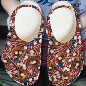Baseball Personalized Clog Custom Crocs Clog Comfortablefashion Style Comfortable Kid Print 3D Baseball Flag For Mens And Womens