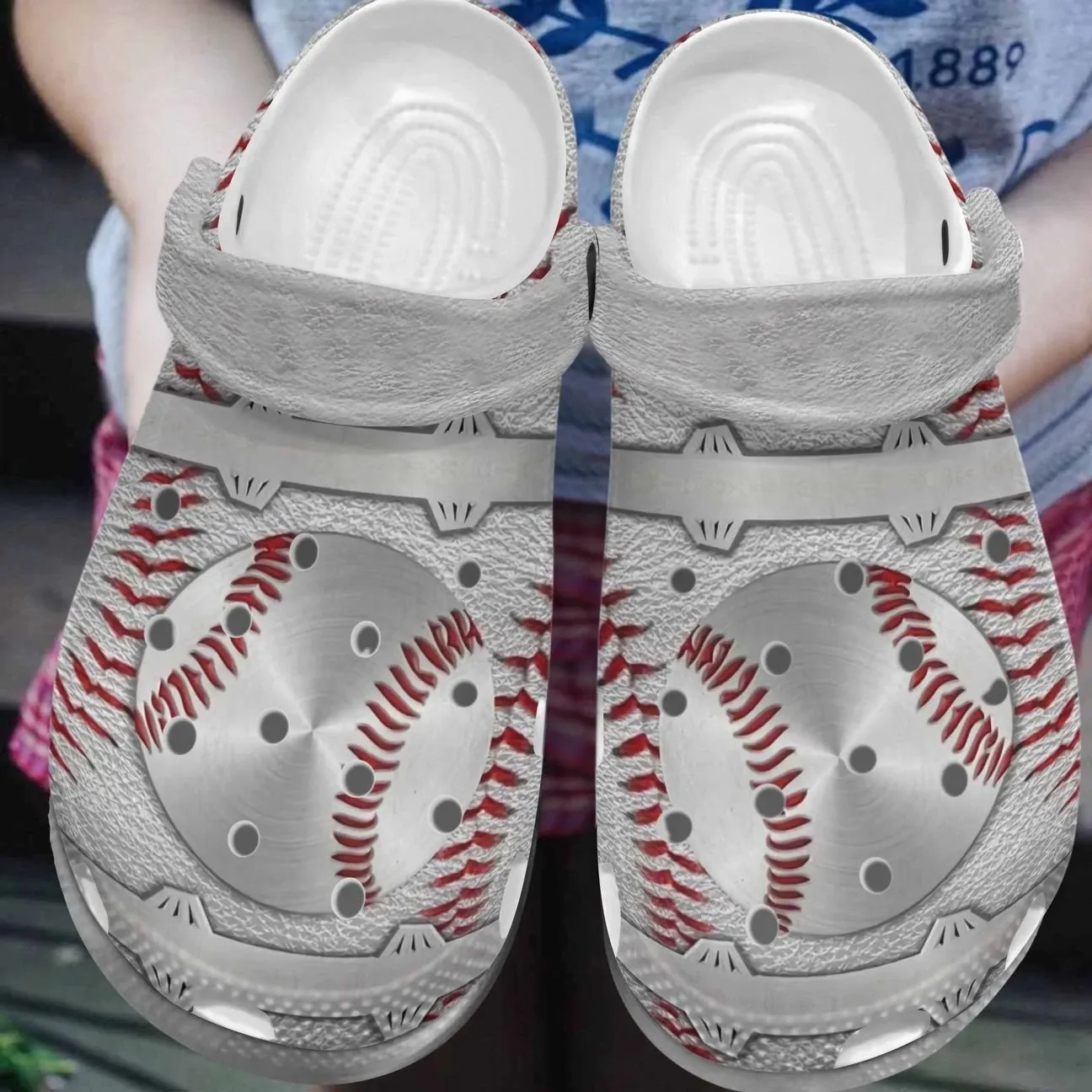 Baseball Personalized Clog Custom Crocs Comfortablefashion Style Comfortable For Women Men Kid Print 3D Silver Baseball Baseball Personalized Clog Custom Crocs Comfortablefashion Style Comfortable For Women Men Kid Print 3D Silver Baseball