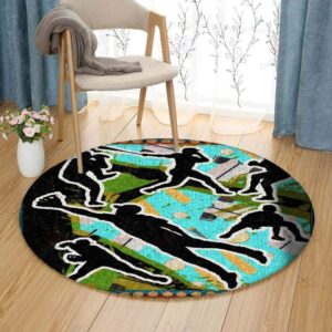 Baseball Players Round Carpet Floor Rug Living Room Bedroom Decor Round Area Rug Carpet
