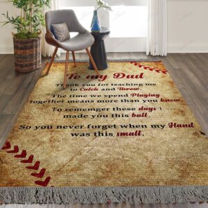 Baseball To My Dad Thank You Rug Sport Decor Gift Floor Decor Living Room Carpet Rug Area Rug - 9a9e877475a7
