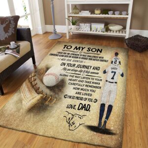 Baseball To My Son Dad I Am Proud Of You Rug Sport Decor Gift Floor Decor Living Room Carpet Rug Area Rug - ccf165bb19eb