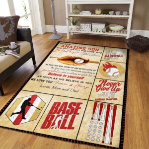 Baseball To Our Amazing Son Never Forget How Much We Love You Rug Sport Decor Gift Floor Decor Living Room Carpet Rug Area Rug - e0f064a0cabd