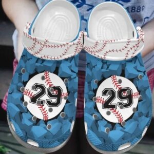 Baseball Whitesole Proud Blue Personalize Clog Custom Crocs Clog Number On Sandal Fashion Style Comfortable For Women Men Kid