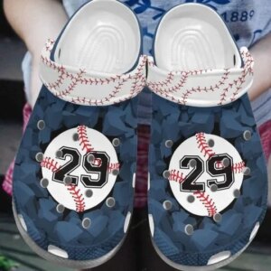 Baseball Whitesole Proud Navy Blue Personalize Clog Custom Crocs Clog Number On Sandal Fashion Style Comfortable For Women Men Kid