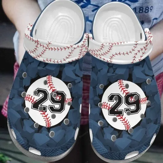 Baseball Whitesole Proud Navy Blue Personalize Clog Custom Crocs Clog Number On Sandal Fashion Style Comfortable For Women Men Kid Baseball Whitesole Proud Navy Blue Personalize Clog Custom Crocs Clog Number On Sandal Fashion Style Comfortable For Women Men Kid