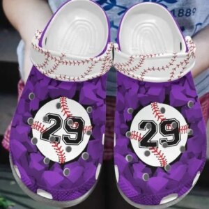 Baseball Whitesole Proud Purple Personalize Clog Custom Crocs Clog Number On Sandal Fashion Style Comfortable For Women Men Kid