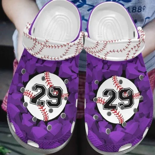 Baseball Whitesole Proud Purple Personalize Clog Custom Crocs Clog Number On Sandal Fashion Style Comfortable For Women Men Kid Baseball Whitesole Proud Purple Personalize Clog Custom Crocs Clog Number On Sandal Fashion Style Comfortable For Women Men Kid