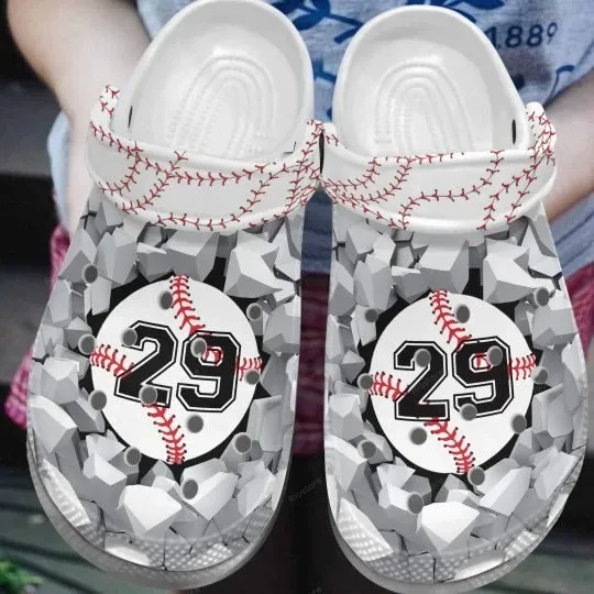 Baseball Whitesole Proud White Personalize Clog Custom Crocs Clog Number On Sandal Fashion Style Comfortable For Women Men Kid Baseball Whitesole Proud White Personalize Clog Custom Crocs Clog Number On Sandal Fashion Style Comfortable For Women Men Kid