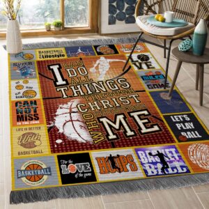 Basket Ball I Can Do All Things Rug Sport Decor Gift Floor Decor Living Room Carpet Rug Area Rug - faa6a44e65f0