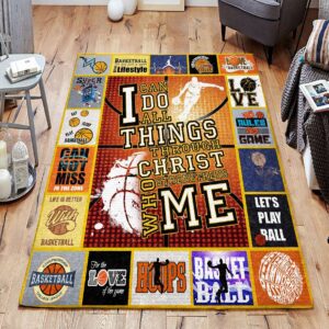 Basket Ball I Can Do All Things Rug Sport Decor Gift Floor Decor Living Room Carpet Rug Area Rug - 90cedf295fc4