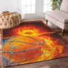 Basketball And Fire Rug Sport Decor Gift Floor Decor Living Room Carpet Rug Area Rug - 4cef9f56818e