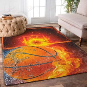 Basketball And Fire Rug Sport Decor Gift Floor Decor Living Room Carpet Rug Area Rug - 4cef9f56818e