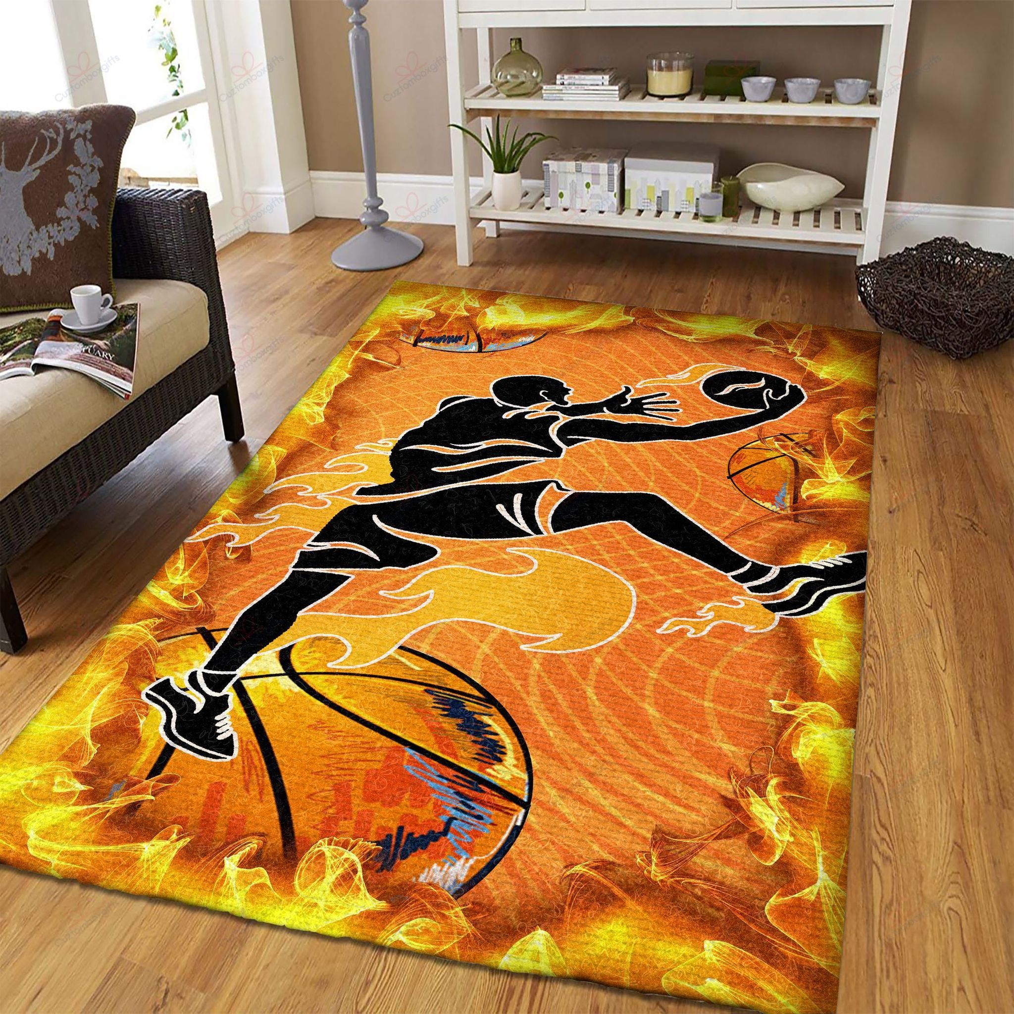 Basketball Fire Rug Sport Decor Gift Floor Decor Living Room Carpet Rug Area Rug - a1170c1bda04 Basketball Fire Rug Sport Decor Gift Floor Decor Living Room Carpet Rug Area Rug - a1170c1bda04
