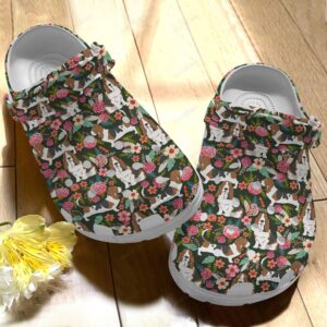 Basset Hound Crocs Clog Classic Clog Floral Shoes