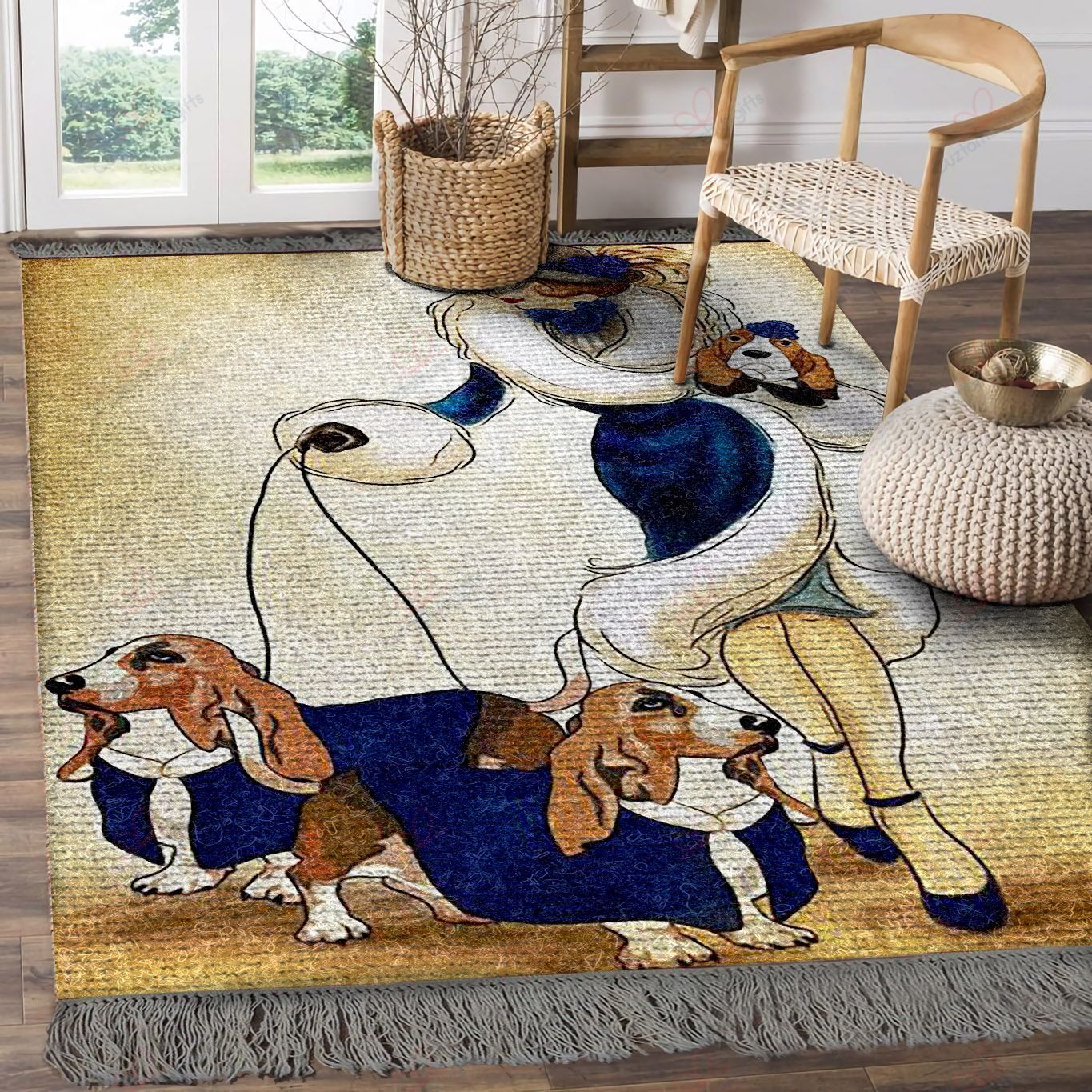 Basset Hound Walking Lady Rug Sport Decor Gift Floor Decor Living Room Carpet Rug Area Rug - 2d8bd571bad3 Basset Hound Walking Lady Rug Sport Decor Gift Floor Decor Living Room Carpet Rug Area Rug - 2d8bd571bad3