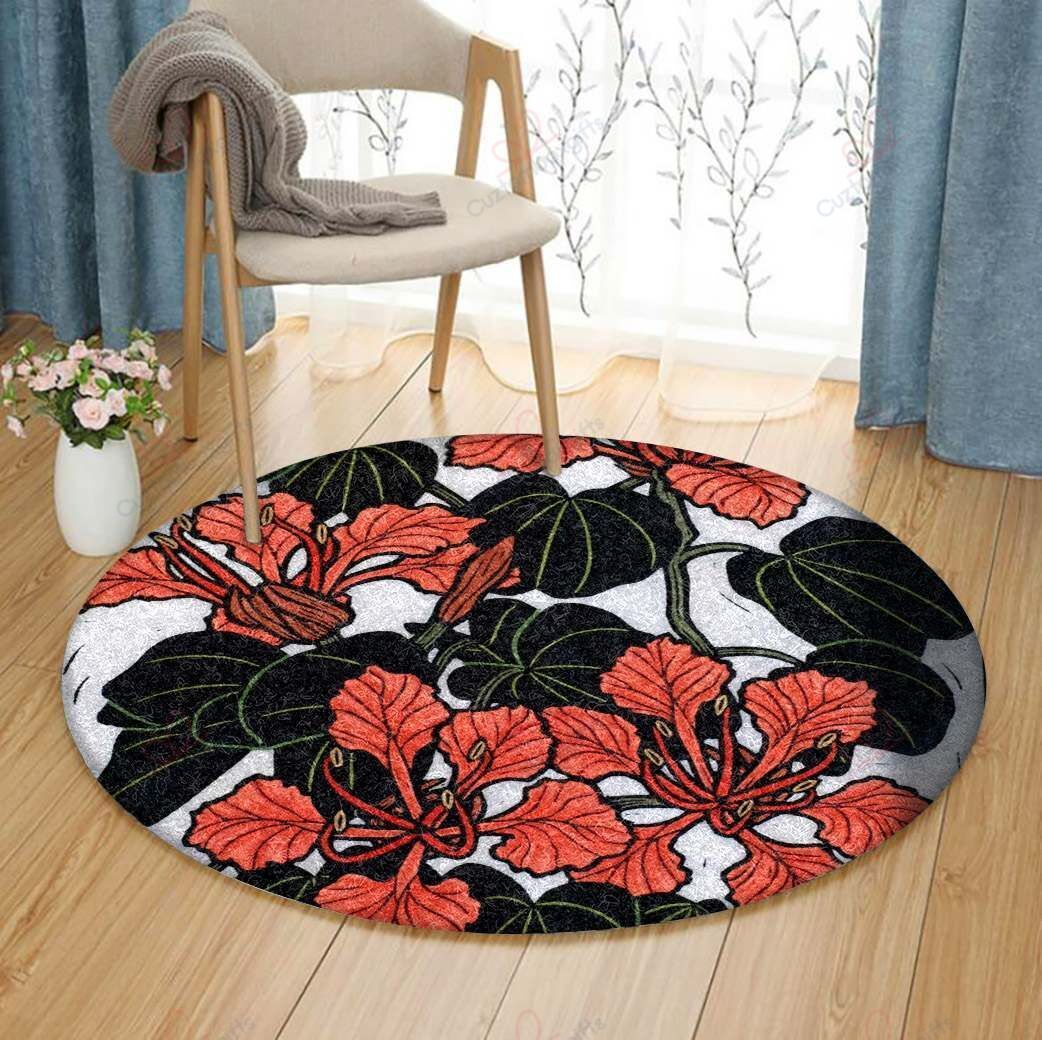 Bauhinia Round Carpet Floor Rug Living Room Bedroom Decor Round Area Rug Carpet Bauhinia Round Carpet Floor Rug Living Room Bedroom Decor Round Area Rug Carpet
