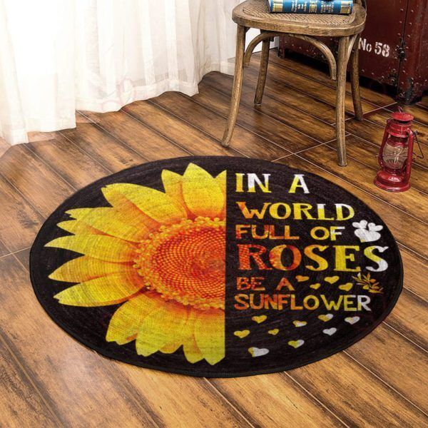 Be A Sunflower 1 Round Carpet Floor Rug Living Room Bedroom Decor Round Area Rug Carpet Be A Sunflower 1 Round Carpet Floor Rug Living Room Bedroom Decor Round Area Rug Carpet