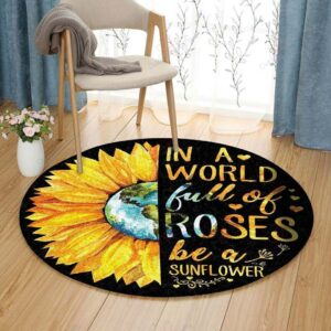 Be A Sunflower Round Carpet Floor Rug Living Room Bedroom Decor Round Area Rug Carpet