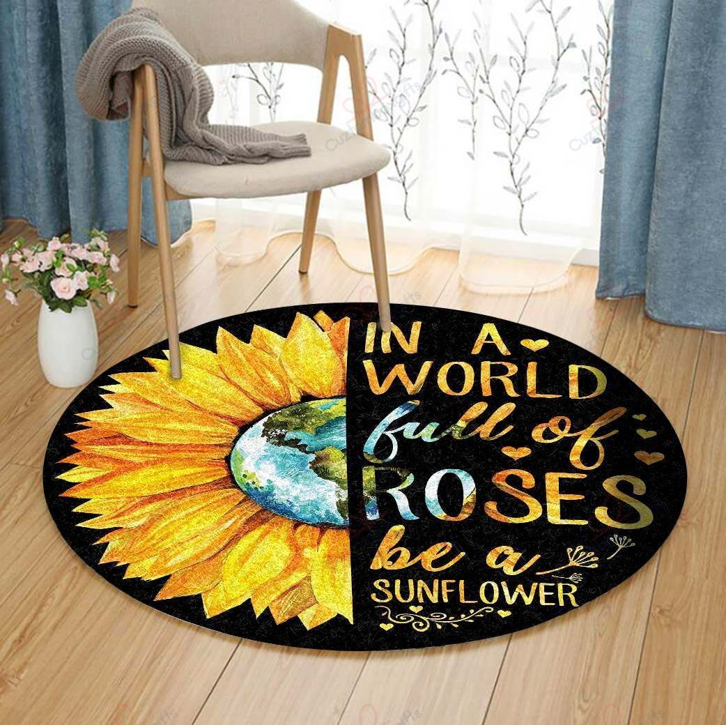 Be A Sunflower Round Carpet Floor Rug Living Room Bedroom Decor Round Area Rug Carpet Be A Sunflower Round Carpet Floor Rug Living Room Bedroom Decor Round Area Rug Carpet