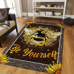 Be Yourself Bee Sunflower Rug Sport Decor Gift Floor Decor Living Room Carpet Rug Area Rug - 12dceb61925e