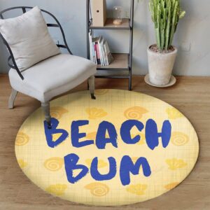 Beach Bum Round Carpet Floor Rug Living Room Bedroom Decor Round Area Rug Carpet
