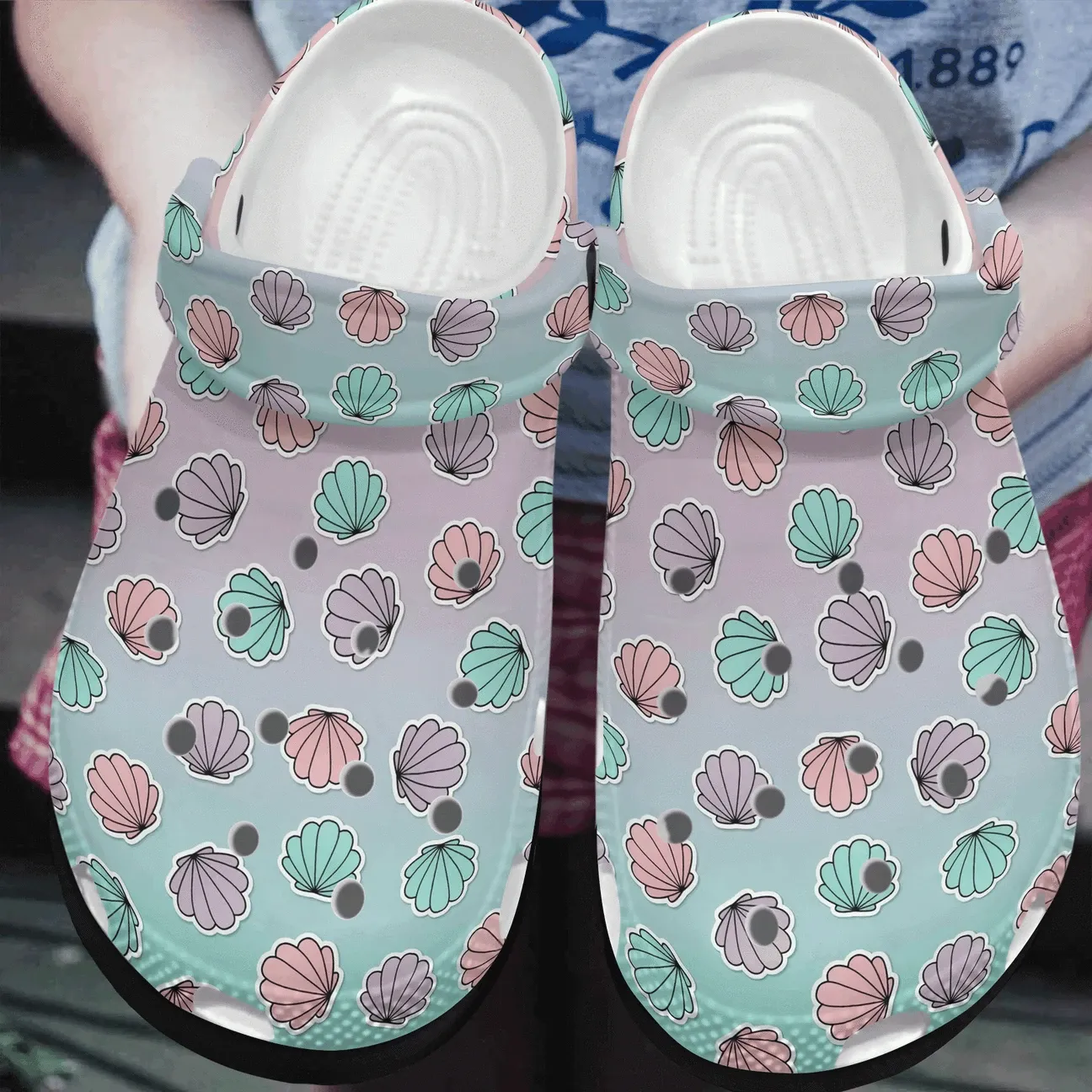 Beach Personalized Clog Custom Crocs Comfortablefashion Style Comfortable For Women Men Kid Print 3D Scallops Beach Personalized Clog Custom Crocs Comfortablefashion Style Comfortable For Women Men Kid Print 3D Scallops