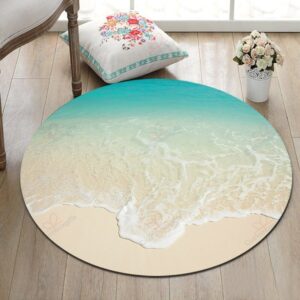 Beach Sea Wave Round Carpet Floor Rug Living Room Bedroom Decor Round Area Rug Carpet