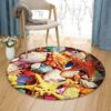 Beach Shells Round Carpet Floor Rug Living Room Bedroom Decor Round Area Rug Carpet
