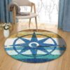 Beachscape Compass Round Carpet Floor Rug Living Room Bedroom Decor Round Area Rug Carpet