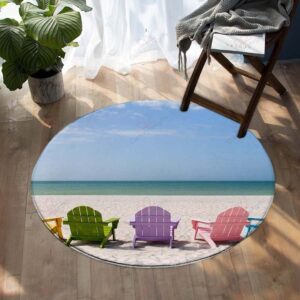 Beachy Dream Round Carpet Floor Rug Living Room Bedroom Decor Round Area Rug Carpet