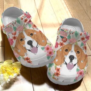 Beagle Crocs Clog Classic Clog Floral Background Shoes