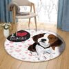 Beagle Love Round Carpet Floor Rug Living Room Bedroom Decor Round Area Rug Carpet