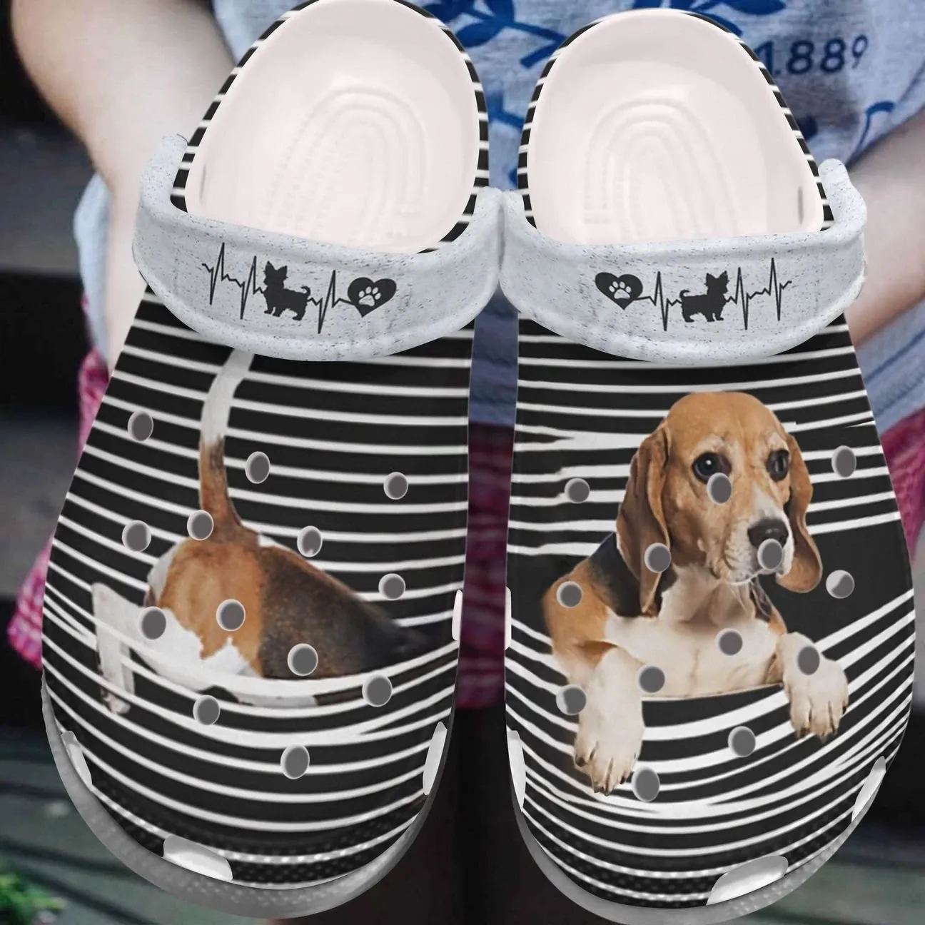 Beagle Personalized Clog Custom Crocs Comfortablefashion Style Comfortable For Women Men Kid Print 3D Striped Beagle Beagle Personalized Clog Custom Crocs Comfortablefashion Style Comfortable For Women Men Kid Print 3D Striped Beagle
